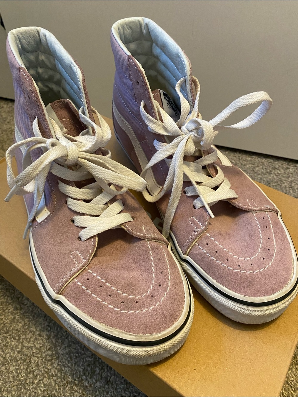 Vans High-Top Suede Sneakers in Dusty Pink and White